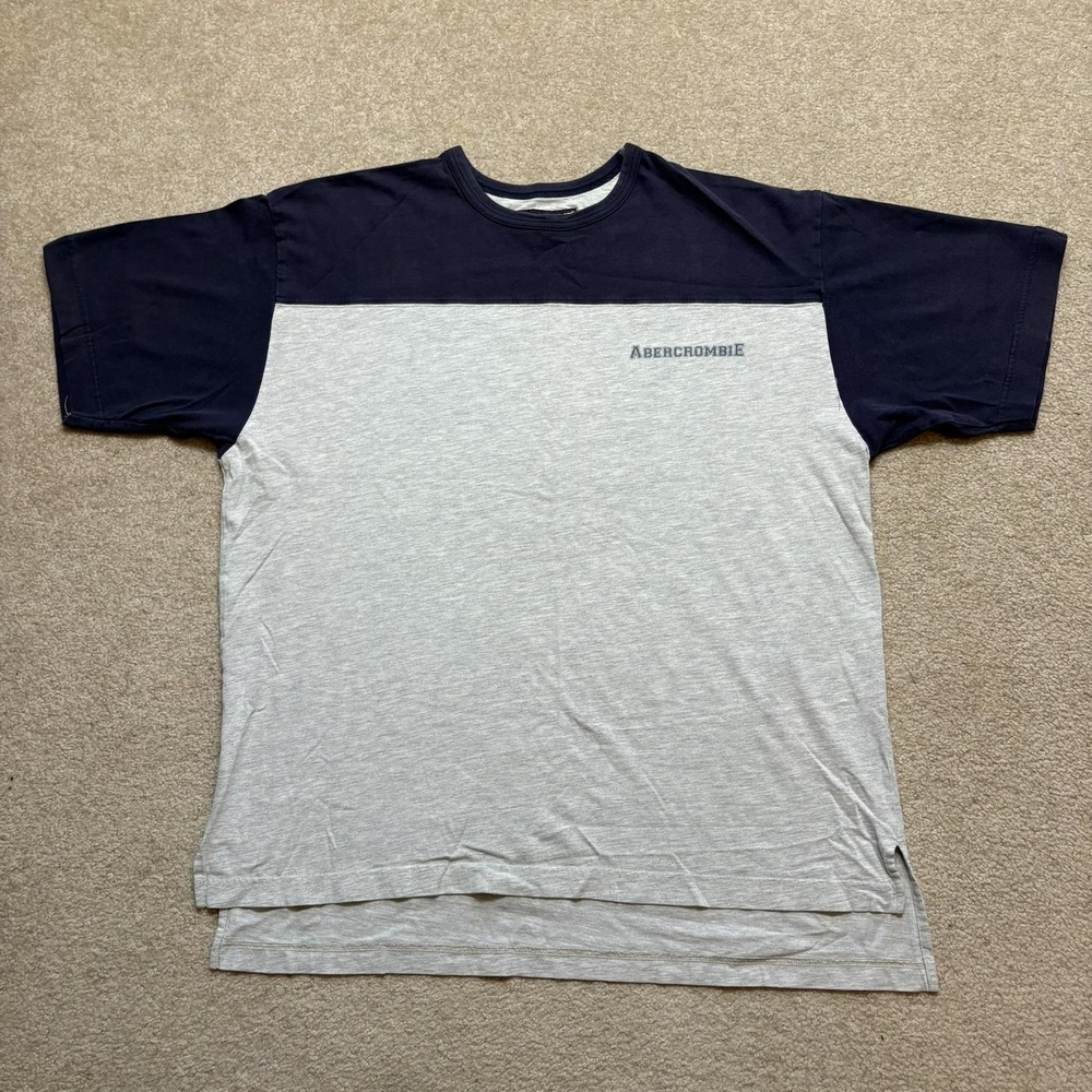 Vtg 90s Abercrombie & Fitch Shirt Mens XL Gray Navy Two Tone AFCO Sports Preppy